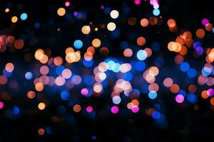 AI generated Bokeh brilliance Unfocused colorful lights create an abstract spectacle on black photo