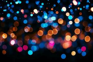 AI generated Vibrant abstraction Unfocused, defocused, and blurred bokeh lights on black photo