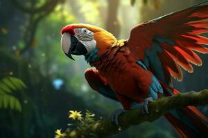 AI generated Forest symphony a macaws portrait in harmony with vibrant surroundings photo