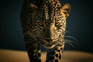 AI generated Untamed beauty a leopards portrait exuding strength and grace photo