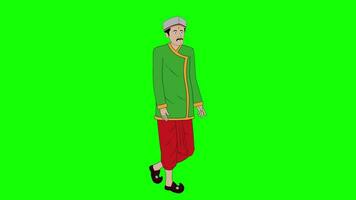 Indian village men walk-cycle green screen cartoon animation video Free Video