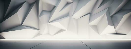 AI generated Empty light and dark interior background. White geometrically textured 3D empty wall and smooth photo