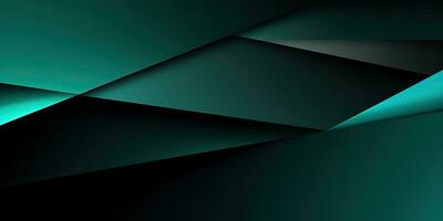 AI generated Black teal green blue abstract modern background for design. Dark. Geometric shape. 3d effect. photo