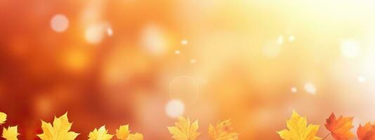 AI generated Colorful universal natural autumn background for design with orange leaves and blurred background photo