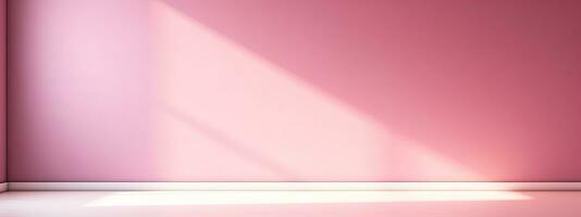 AI generated Empty pink wall with beautiful chiaroscuro. Elegant minimalist background for product presentation photo