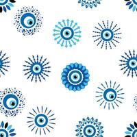 Evil eye Heavenly seamless pattern with suns, moons, stars, palms. For textiles, souvenirs, household goods. vector