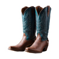 ai generiert Paar von Western Reiten Cowboy Stiefel isoliert auf transparent Hintergrund png