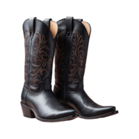 AI generated Pair Of Snakeskin Black Leather Cowboy Boot isolated on transparent background png
