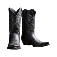 ai generiert Paar von schwarz Cowboy Stiefel isoliert auf transparent Hintergrund png