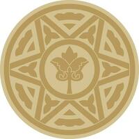 Vector golden round ancient Byzantine ornament. Classical circle of the Eastern Roman Empire, Greece. Pattern motifs of Constantinople