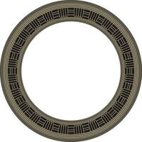Vector golden and black round Egyptian ornament. Endless Circle, Ring of Ancient Egypt. Geometric African frame