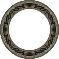 Vector golden and black round Egyptian ornament. Endless Circle, Ring of Ancient Egypt. Geometric African frame