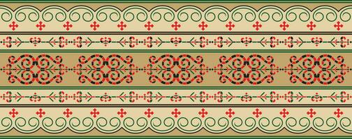 Vector colored seamless Yakut ornament. Endless border, frame of the northern peoples of the Far East