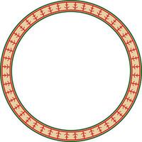 Vector colored round Yakut ornament. Endless circle, border, frame of the northern peoples of the Far East