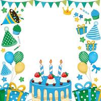 Vector Happy Birthday for Boy background. Greeting card invitation with text space. Birthday elements design illustration vector