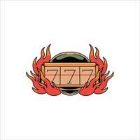 flaming jackpot tattoo vector design