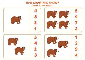 Count all grizzly bears and circle the correct answers. vector