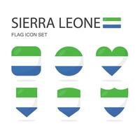 Sierra Leone 3d flag icons of 6 shapes all isolated on white background. vector