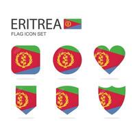 eritrea 3d bandera íconos de 6 6 formas todas aislado en blanco antecedentes. vector