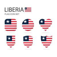 Liberia 3d flag icons of 6 shapes all isolated on white background. vector