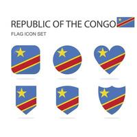 Republic of the Congo 3d flag icons of 6 shapes all isolated on white background. vector