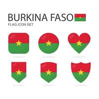 Burkina Faso 3d flag icons of 6 shapes all isolated on white background. vector