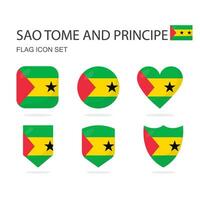 Sao Tome and Principe 3d flag icons of 6 shapes all isolated on white background. vector