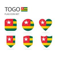 Togo 3d flag icons of 6 shapes all isolated on white background. vector