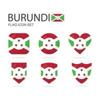 Burundi 3d flag icons of 6 shapes all isolated on white background. vector