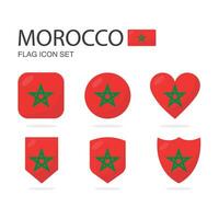 Morocco 3d flag icons of 6 shapes all isolated on white background. vector