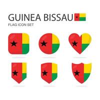 Guinea Bissau 3d flag icons of 6 shapes all isolated on white background. vector