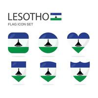 Lesotho 3d flag icons of 6 shapes all isolated on white background. vector