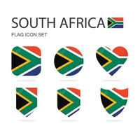 South Africa 3d flag icons of 6 shapes all isolated on white background. vector