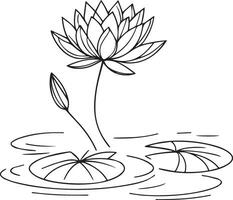 Nymphaea water lily drawings, outline water lily drawing, outline water lily flower drawing, black and white water lily drawing, sketch water lily drawing, hand drawn sketch water lily drawing vector