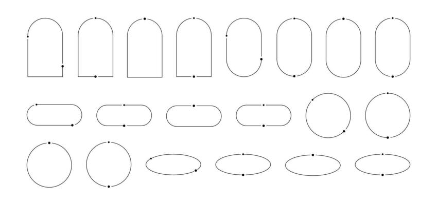 Aesthetic frames pack of y2k elements. Minimalistic linear templates for posters, posts and stories. Borders for social networks. Isolated vector illustration on white background.