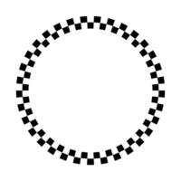 Circle checkers frame. Round pattern border black and white. Ornament for photo, winner and racing. Vector isolated element on white background.