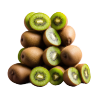 ai gegenereerd groep van kiwi fruit zittend Aan top van elk andere geïsoleerd Aan transparant achtergrond png