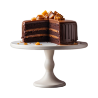 AI generated Chocolate Caramel Cake isolated on transparent background png