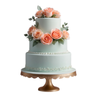 AI generated Three Tier Wedding Cake isolated on transparent background png