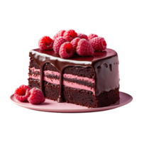 AI generated Raspberry Chocolate Cake isolated on transparent background png