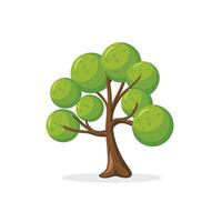 un dibujos animados árbol con verde hojas en un blanco antecedentes vector