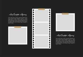 Pictures or photos frame collage. comics page grid layout abstract photo frames and digital photo wall template vector