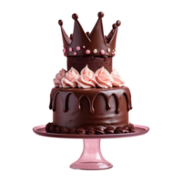 AI generated Princess Baby Chocolate Cake isolated on transparent background png