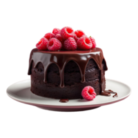 ai généré framboise Chocolat gâteau isolé sur transparent Contexte png