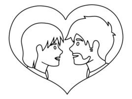 Avatar Character Line Art Romantic Couple vector