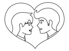 hand Drawn Avatar Character Romantic Male and Female vector