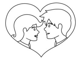 Avatar Character Line Art Romantic Couple vector