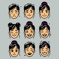 Vector image of a face with various expressions