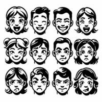 set of faces of emotions vector