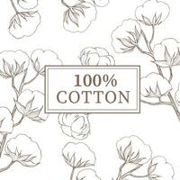 Background with engraved cotton flowers. vector